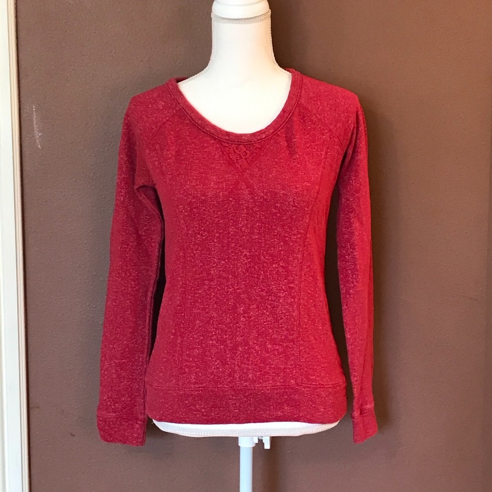 Maurice’s Red Button Back, Triangle Lace Front Top
